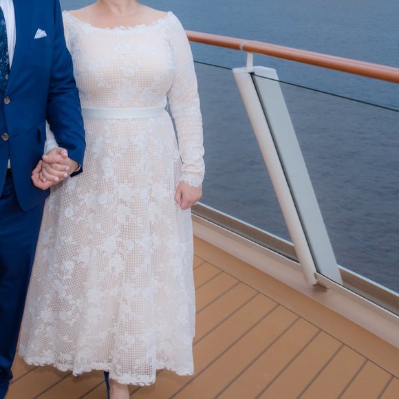 BHLDN Wedding Justine Gown Ivory Lace Over Cream - Picture 8 of 15